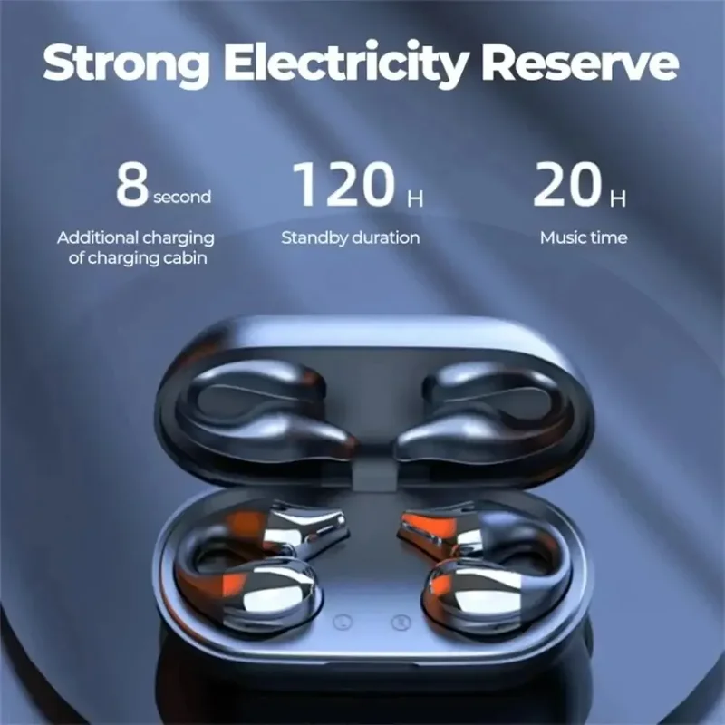 Sunfler TWS Wireless Headphones Bluetooth 5.2 Bone Conduction Earphones Earclip Design Touch Control LED In Ear Earbuds Sports Headsets