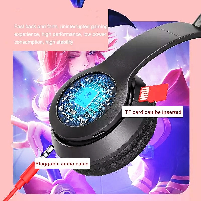 Wholesale Custom Cheapest Gamer Earphones Pink Cute Cat Ear headset Headphones for Girls